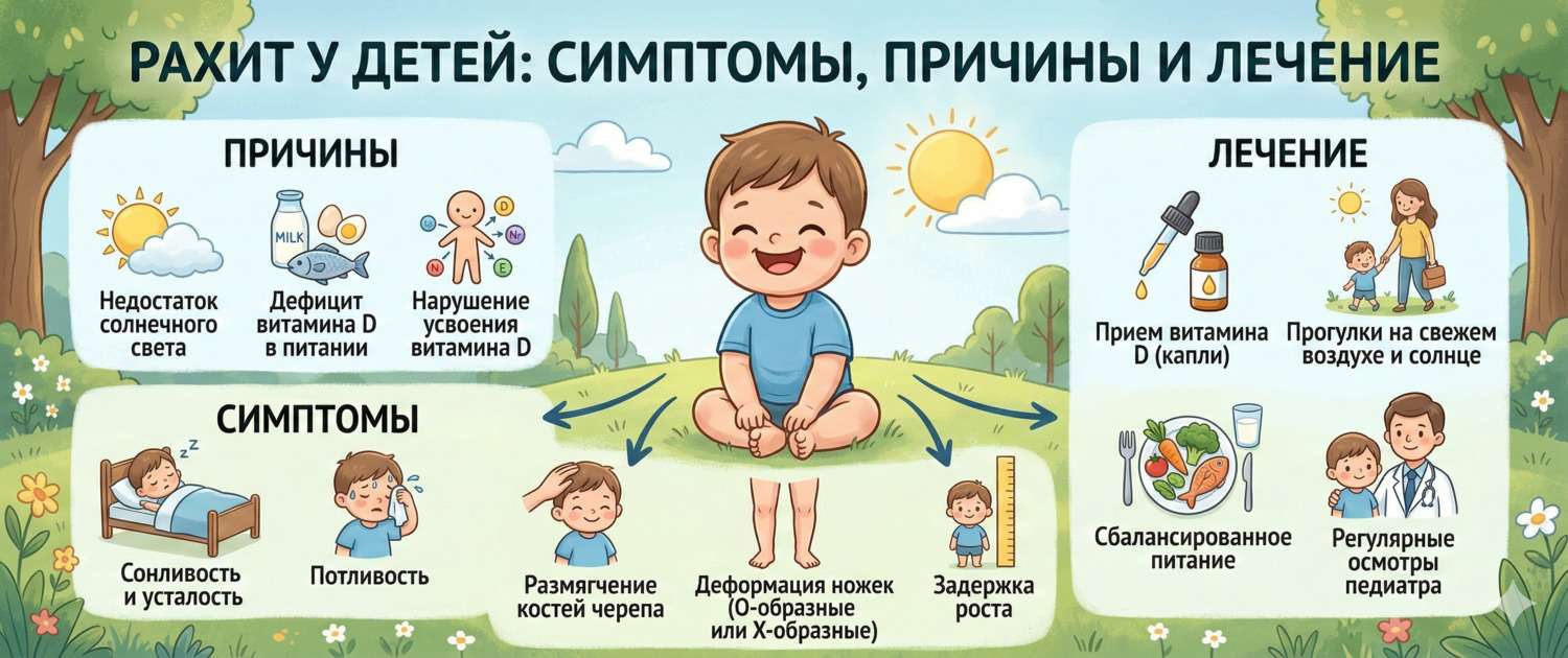 Рахит у детей: симптомы, причины, диагностика и лечение