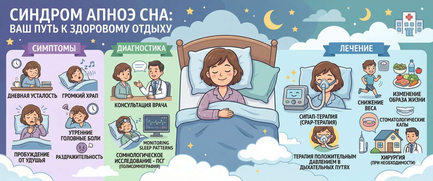 Синдром апноэ сна: симптомы, диагностика и лечение