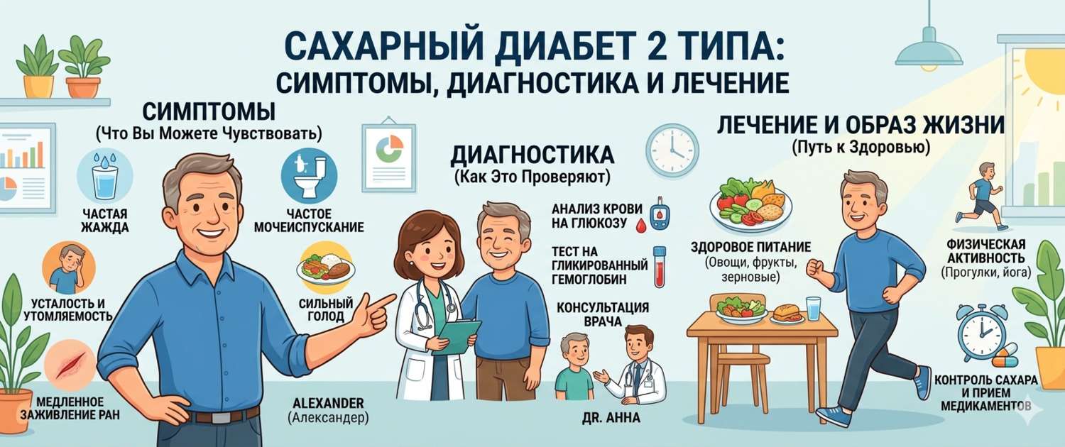 Сахарный диабет 2 типа: симптомы, диагностика и лечение
