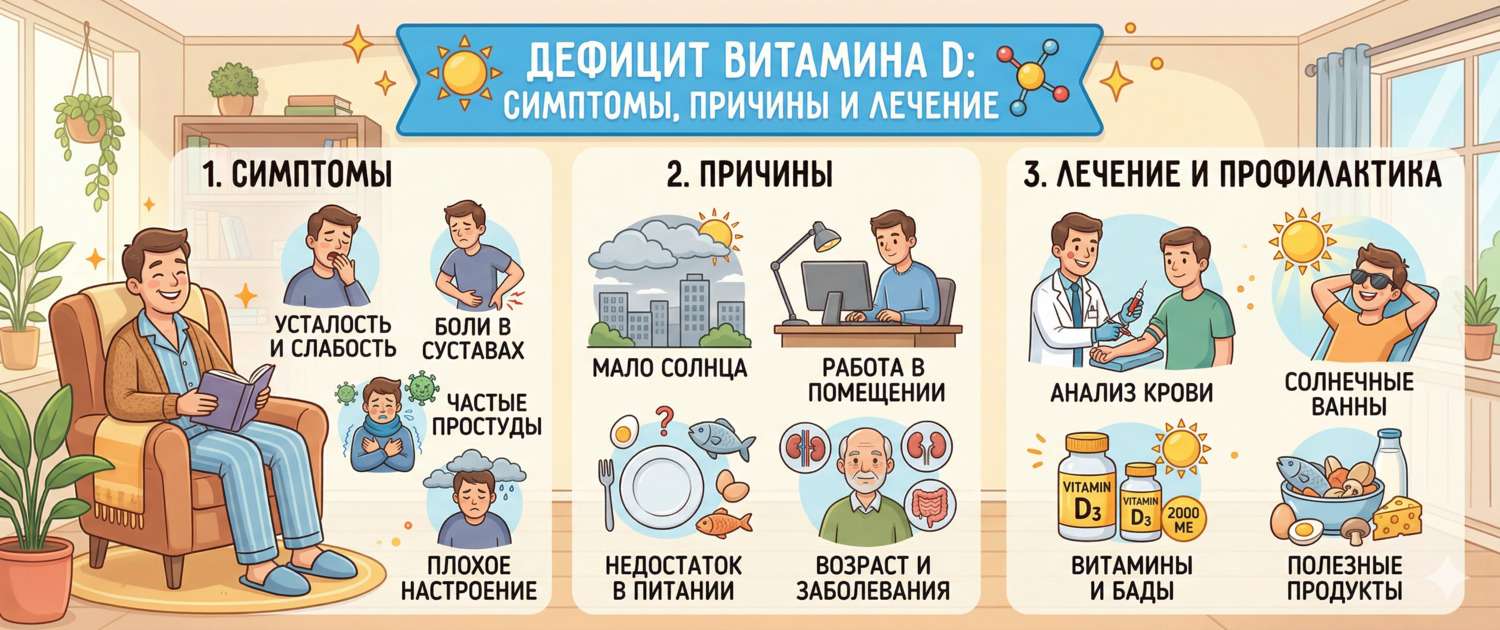 Дефицит витамина D: симптомы, причины, анализы и лечение