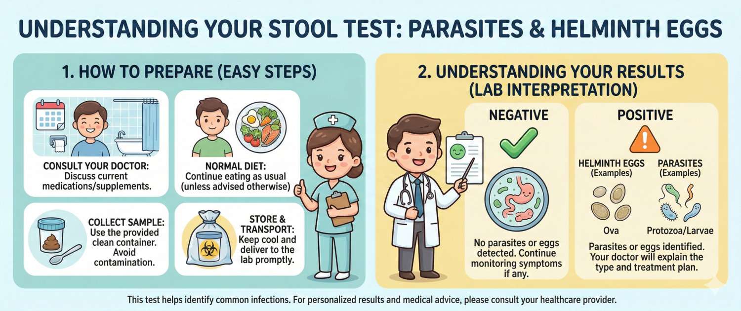 Stool Test for Parasites and Worm Eggs: Preparation and Results