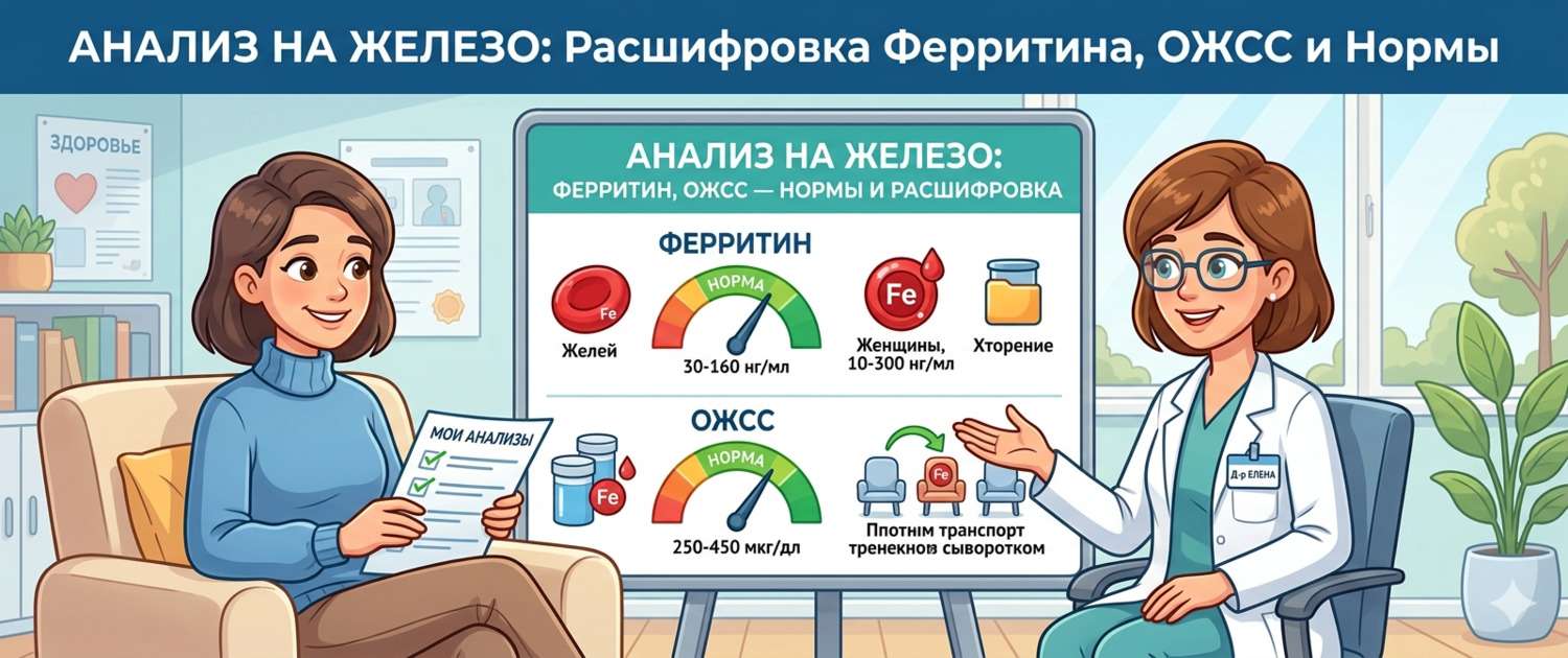 Анализ на железо: ферритин, ОЖСС — нормы и расшифровка
