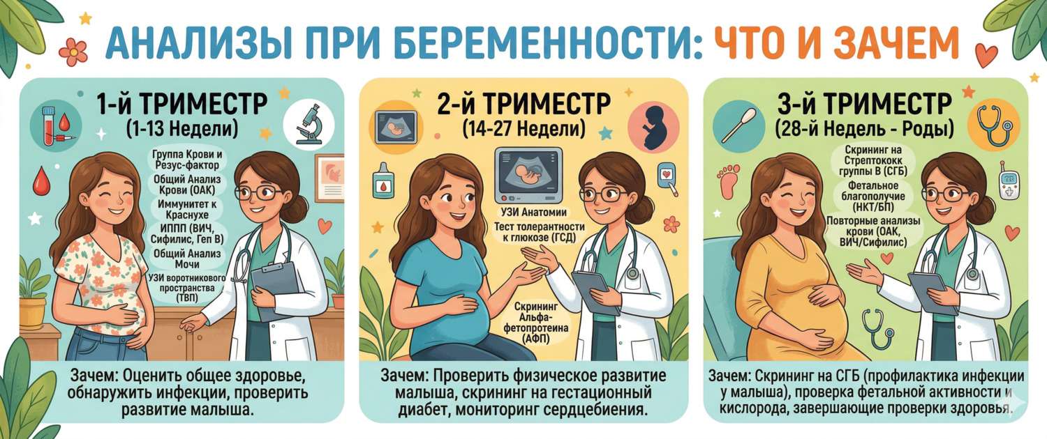Анализы при беременности: что сдавать по триместрам и зачем