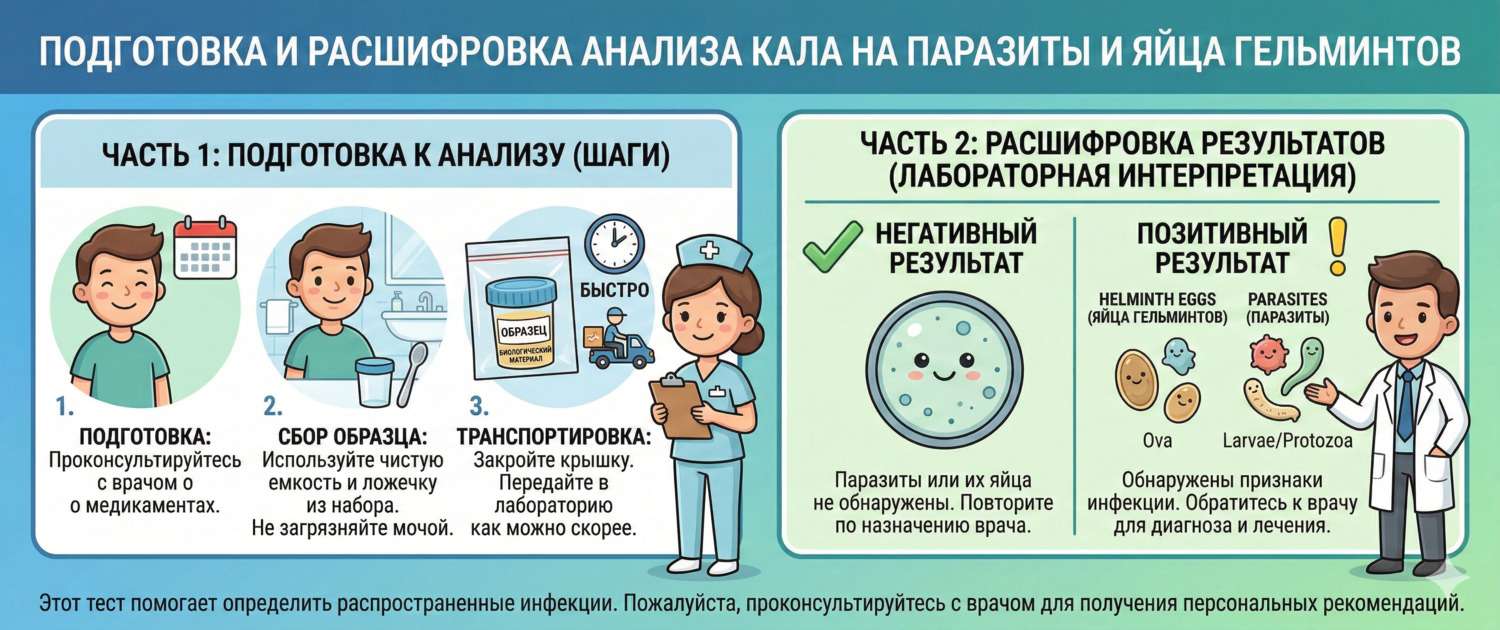 Анализ кала на паразиты и яйца гельминтов: подготовка и расшифровка