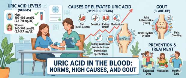 Uric Acid in Blood: Normal Levels, High Causes and Gout