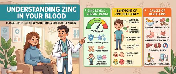 Zinc Blood Test: Normal Levels, Deficiency Symptoms and Causes