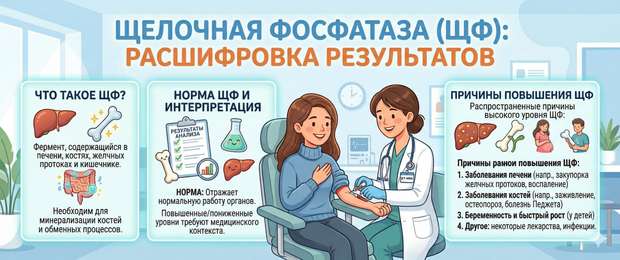 Щелочная фосфатаза (ЩФ): нормы, причины повышения и расшифровка