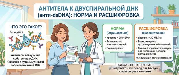 Антитела к двуспиральной ДНК (анти-dsDNA): норма и расшифровка