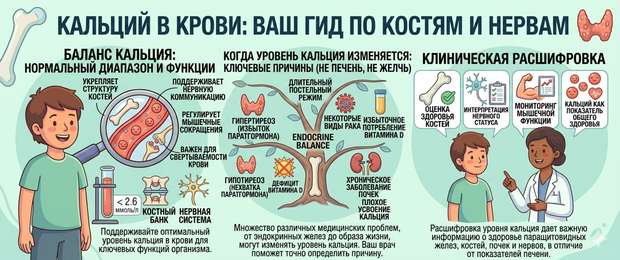 Кальций в крови (Ca): нормы, причины отклонений и расшифровка