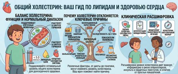 Общий холестерин: норма, причины отклонений и лечение