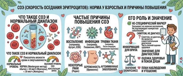 СОЭ: норма у взрослых, причины повышения и значение отклонений