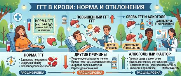 ГГТ (гамма-ГТ): норма, причины повышения и расшифровка