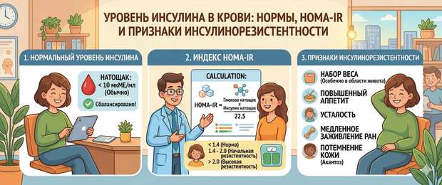 Инсулин в крови: нормы, HOMA-IR и признаки инсулинорезистентности