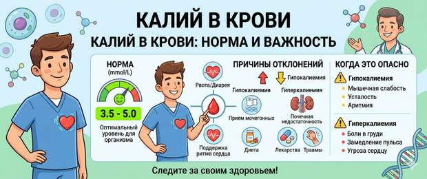 Калий в крови: норма, причины отклонений и лечение
