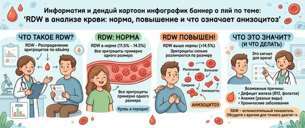 RDW (анизоцитоз): норма, причины повышения и значение