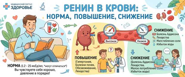 Ренин в крови: норма, причины повышения и снижения