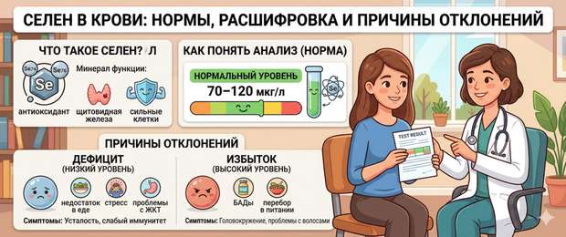 Селен в крови: нормы, дефицит и расшифровка анализа