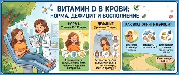 Витамин D (25-OH) в крови: норма, дефицит и как восполнить