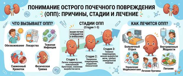 Острое почечное повреждение (ОПП): причины, стадии и лечение