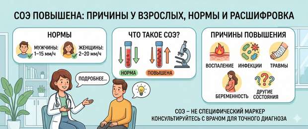 СОЭ повышена: причины у взрослых, нормы и расшифровка