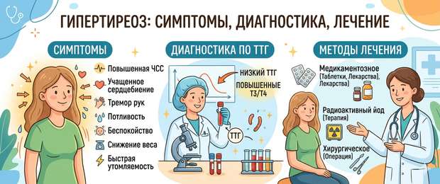 Гипертиреоз: симптомы, диагностика по ТТГ и методы лечения