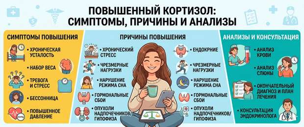 Повышенный кортизол: симптомы, причины повышения и анализы