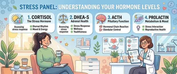 Adrenal Stress Panel: Cortisol, DHEA-S, ACTH and Prolactin Test