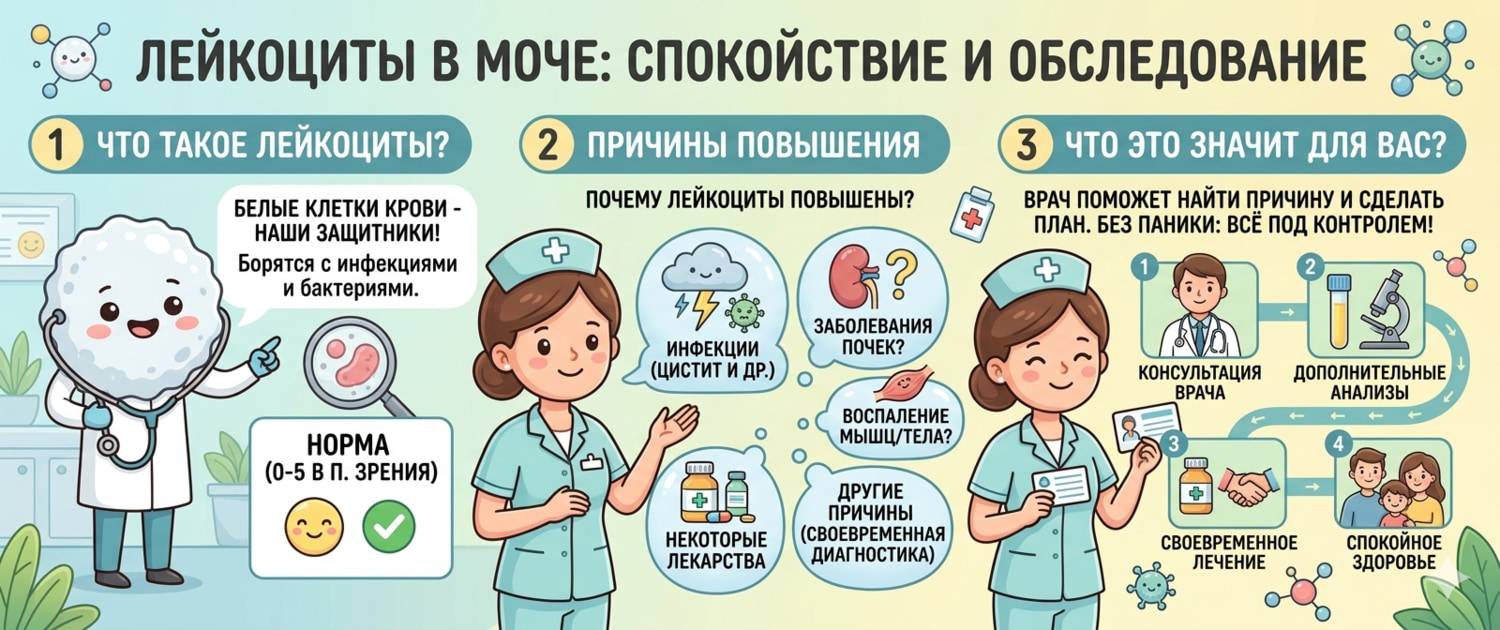 Лейкоциты в моче: норма, причины повышения и что это значит