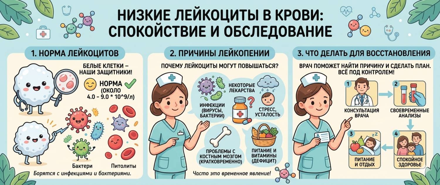 Низкие лейкоциты в крови: норма, причины лейкопении и что делать