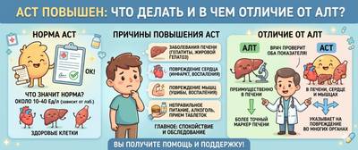 АСТ в крови повышен: норма, причины и отличие от АЛТ