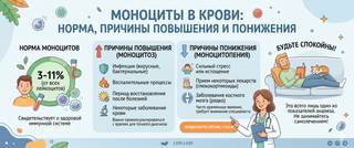 Моноциты в крови: норма, причины повышения и понижения