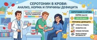 Серотонин в крови: анализ, норма и причины дефицита