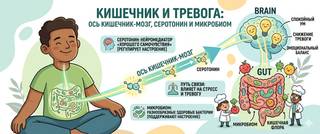 Кишечник и тревога: ось кишечник-мозг, серотонин и микробиом
