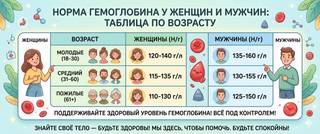 Норма гемоглобина в крови: таблица по возрасту и полу