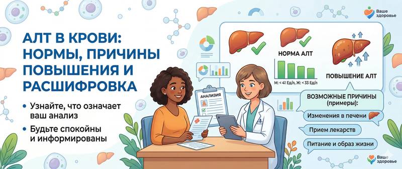 АЛТ в крови: нормы, причины повышения и расшифровка анализа