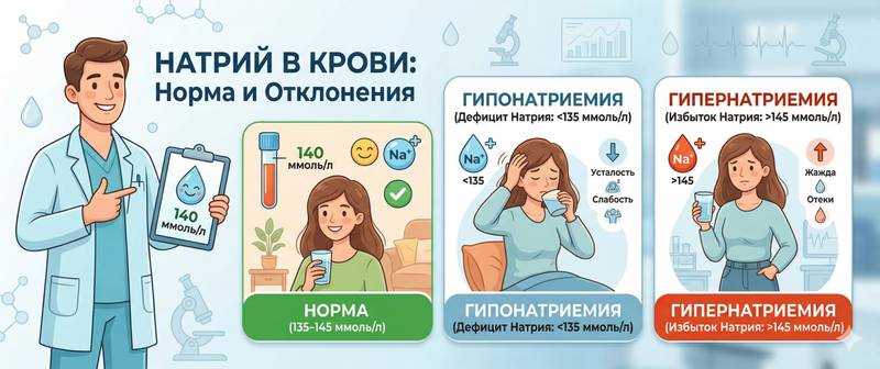 Натрий в крови: норма, причины отклонений и лечение