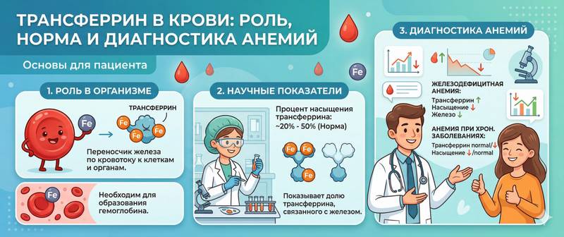 Трансферрин в крови: норма, насыщение и роль в диагностике анемий
