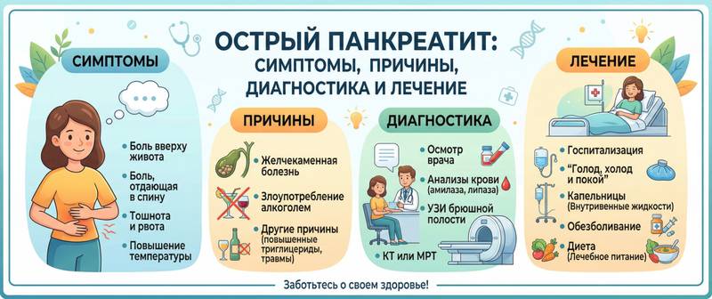 Острый панкреатит: симптомы, причины, диагностика и лечение
