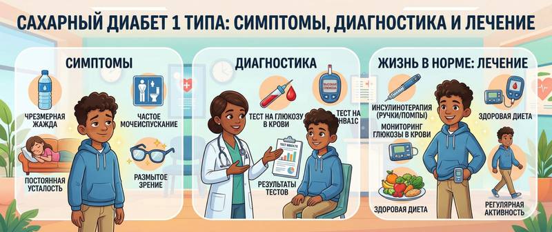Сахарный диабет 1 типа: симптомы, диагностика и лечение