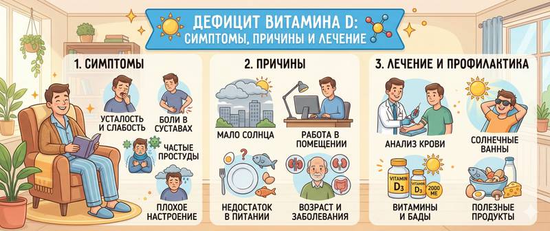Дефицит витамина D: симптомы, причины, анализы и лечение
