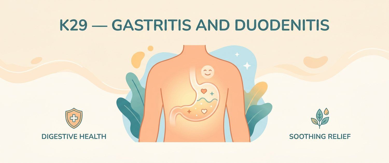 K29 — Gastritis and Duodenitis: ICD-10 Code Explained Simply
