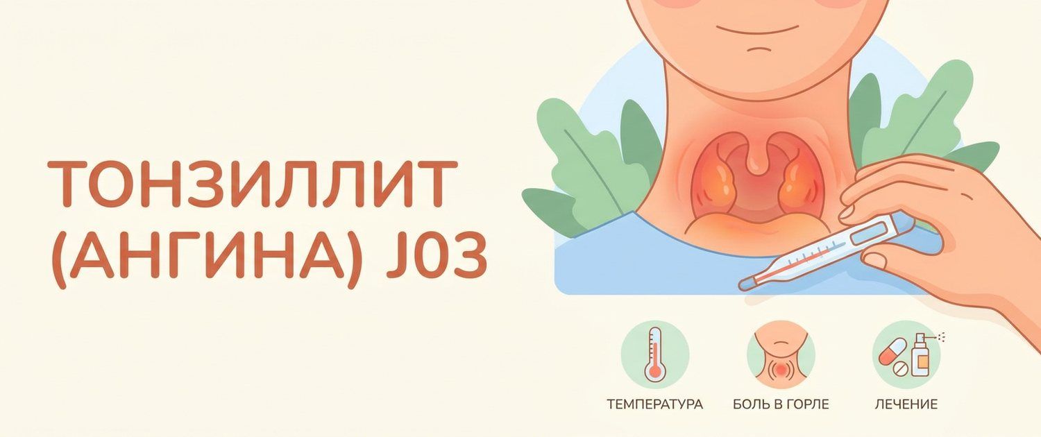 J03 — острый тонзиллит (ангина): расшифровка кода МКБ-10
