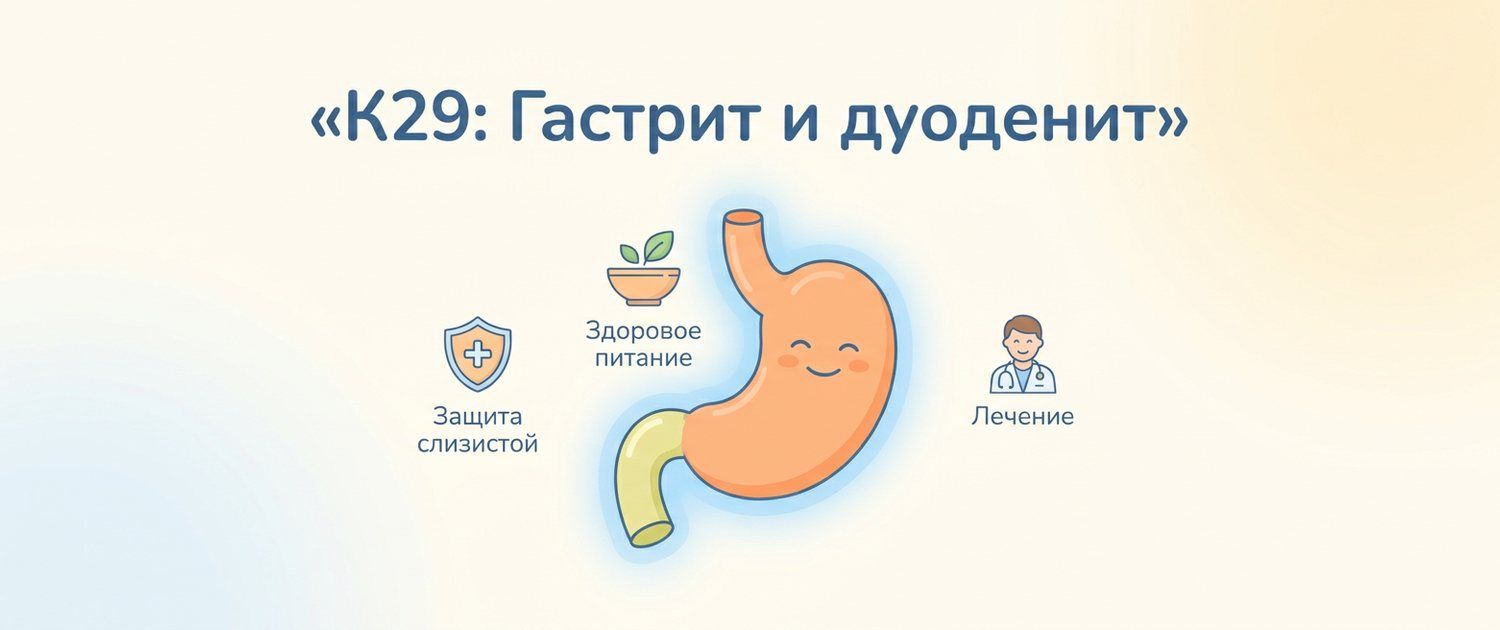 K29 — что за диагноз: гастрит и дуоденит, расшифровка кода МКБ-10