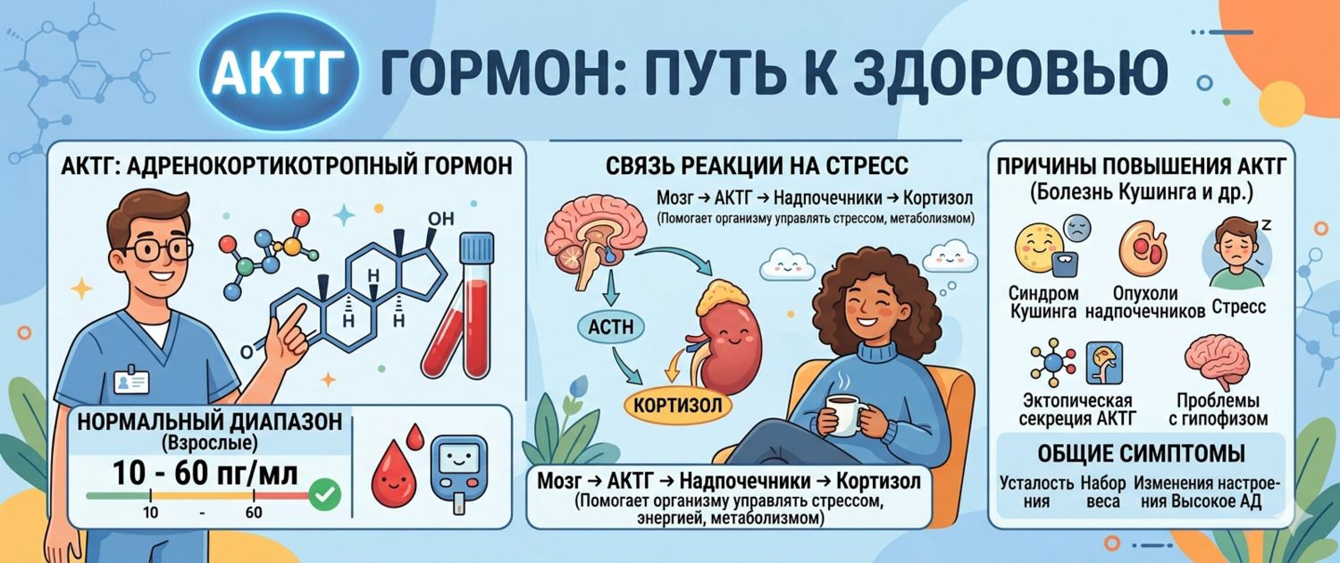 АКТГ гормон: норма, причины повышения и связь с кортизолом
