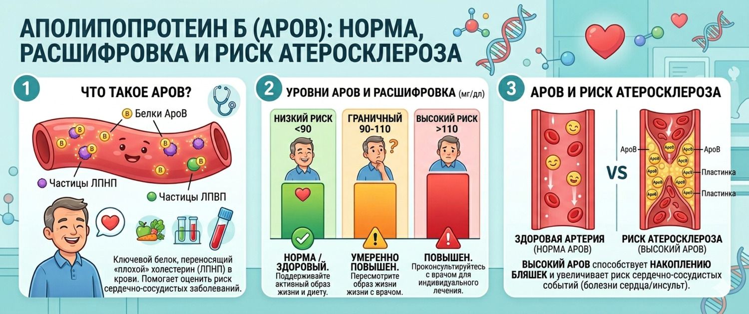 Аполипопротеин Б: норма, расшифровка и риск атеросклероза