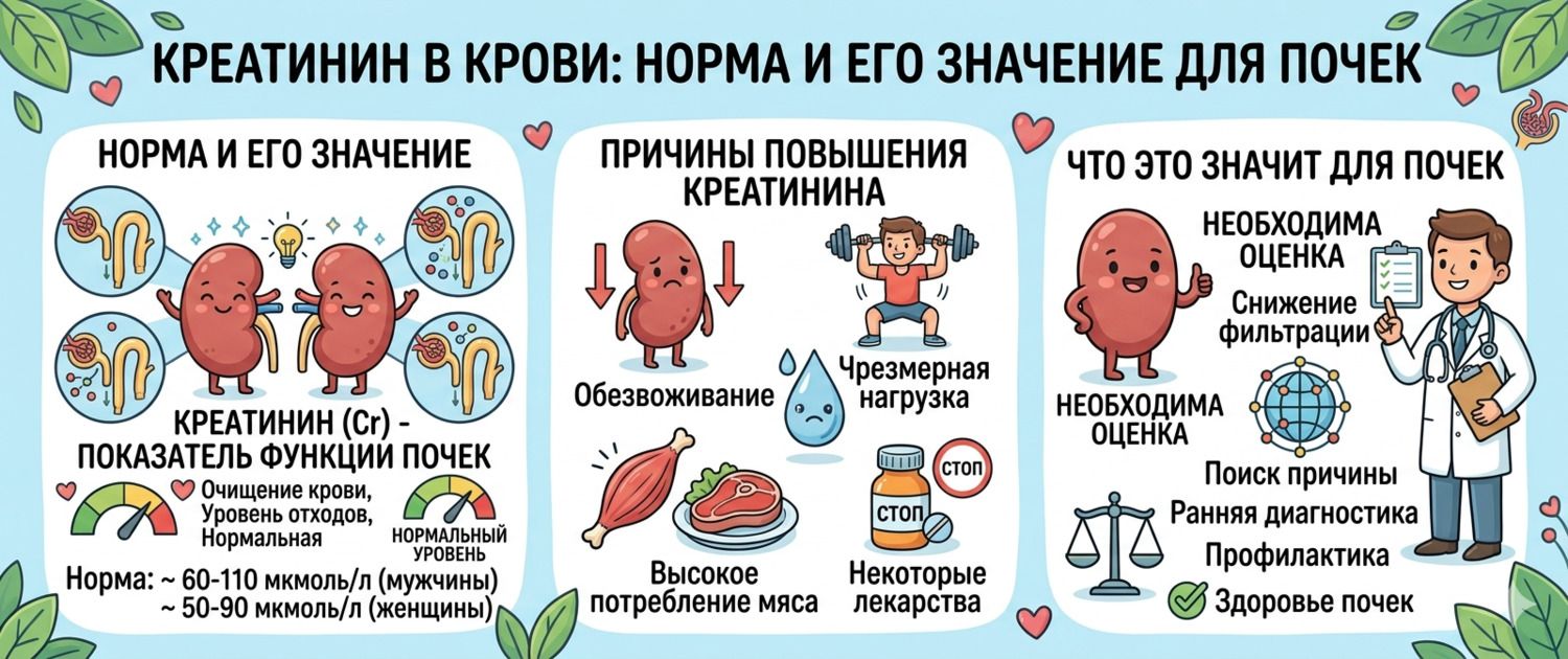 Креатинин в крови: норма по возрасту, СКФ и расшифровка