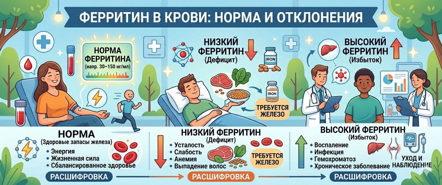 Ферритин: норма у женщин и мужчин, повышен и понижен