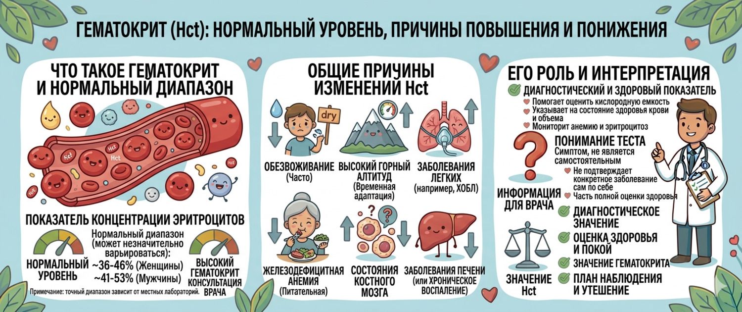 Гематокрит в крови: норма, причины повышения и понижения