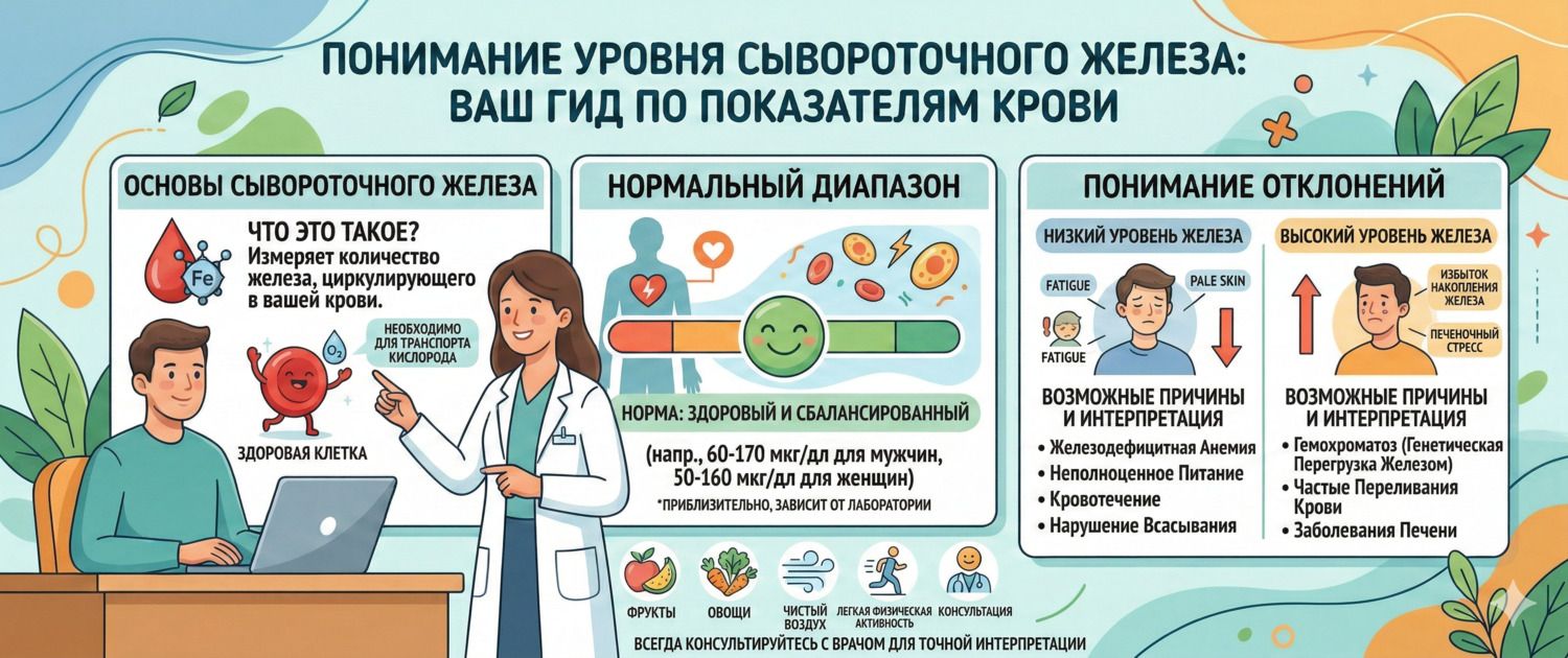 Железо сывороточное: норма в крови, причины отклонений и расшифровка