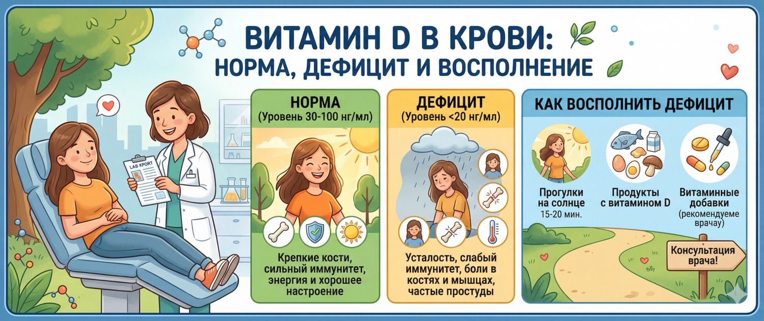 Витамин D (25-OH) в крови: норма, дефицит и как восполнить